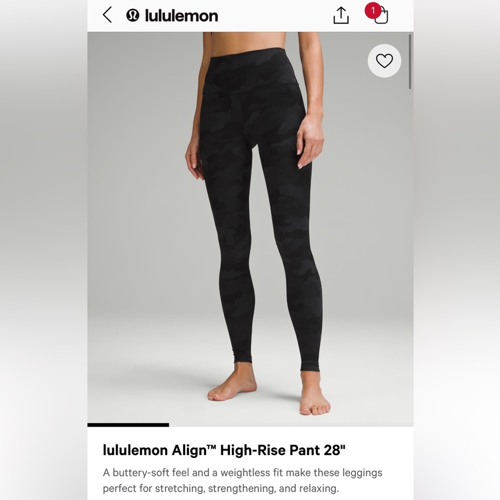 Size 10 camo Lululemon leggings high-rise never been worn